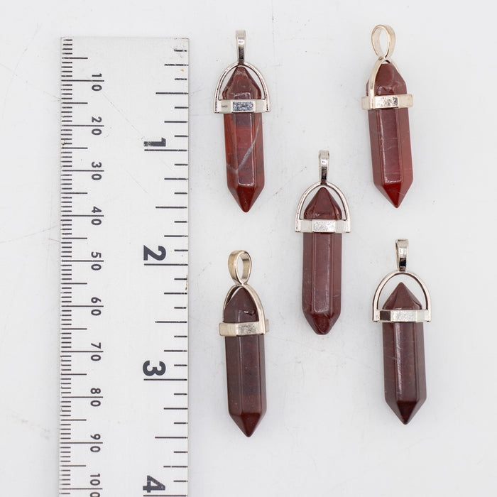 Blood Stone Point Shape Pendants, 0.30" x 1.5" Inch, 5 Pieces in a Pack, #076