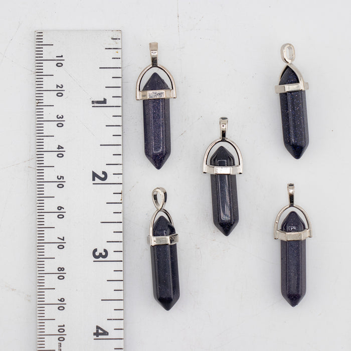 Blue Gold Stone Point Shape Pendants, 0.30" x 1.5" Inch, 5 Pieces in a Pack, #032