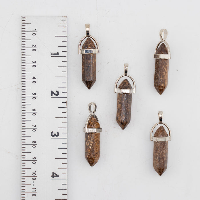 Bronzite Point Shape Pendants, 0.30" x 1.5" Inch, 5 Pieces in a Pack