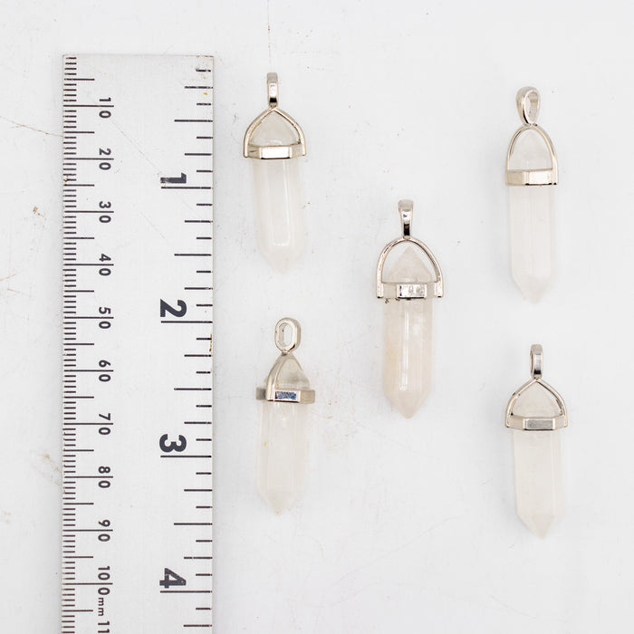 Clear Quartz Point Shape Pendants, 0.30" x 1.5" Inch, 5 Pieces in a Pack, #023