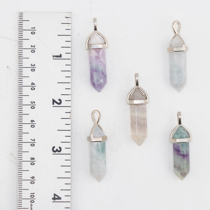 Fluorite Stone Point Shape Pendants, 0.30" x 1.5" Inch, 5 Pieces in a Pack