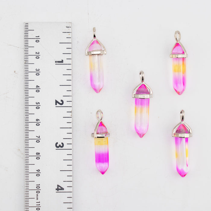 Aura Quartz Point Shape Pendants, 0.30" x 1.5" Inch, 5 Pieces in a Pack, #027