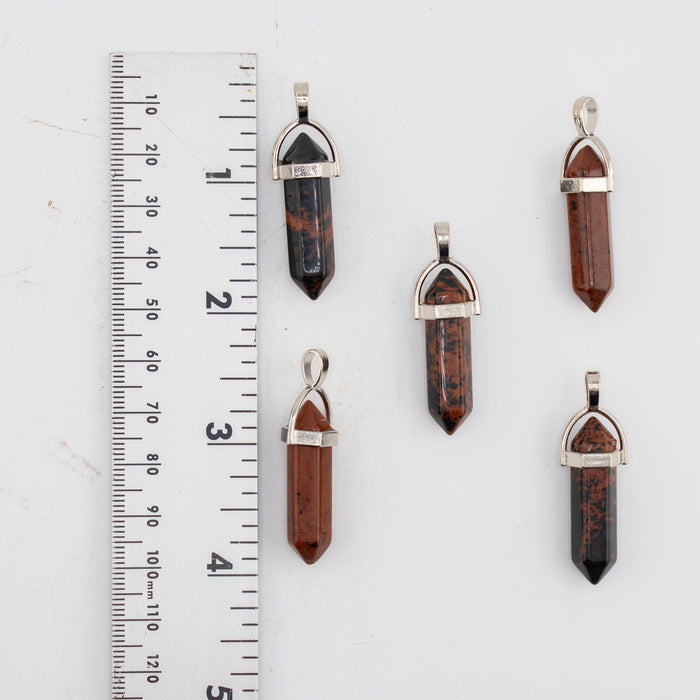 Mahogany Obsidian Point Shape Pendants, 0.30" x 1.5" Inch, 5 Pieces in a Pack, #010