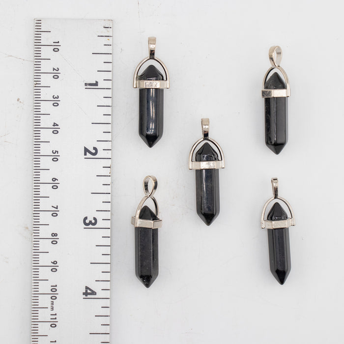 Obsidian Point Shape Pendants, 0.30" x 1.5" Inch, 5 Pieces in a Pack, #008