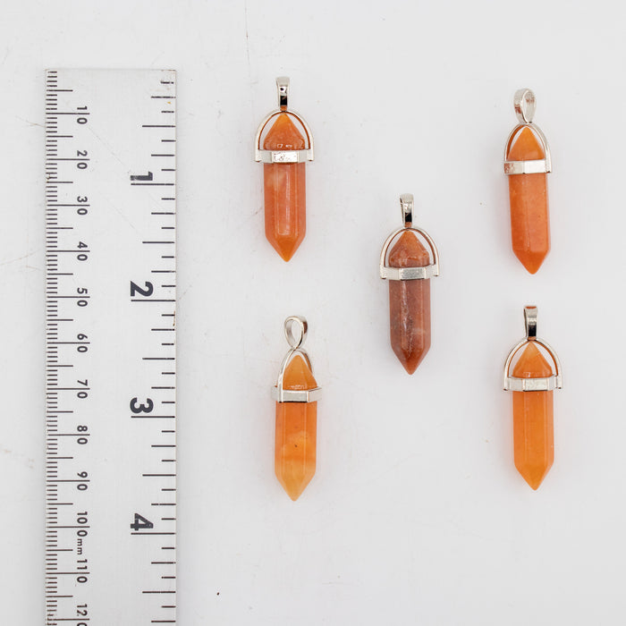 Peach Aventurine Point Shape Pendants, 0.30" x 1.5" Inch, 5 Pieces in a Pack, #075