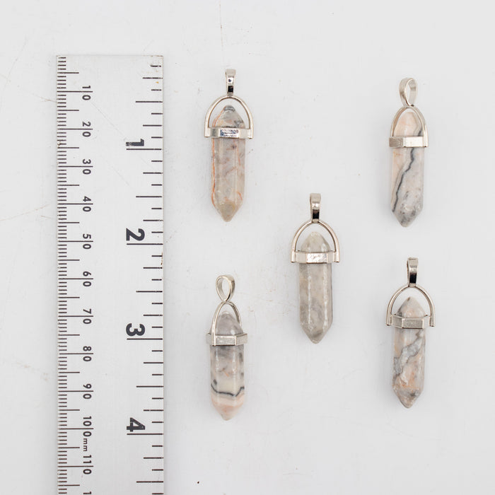 Picasso Jasper Point Shape Pendants, 0.30" x 1.5" Inch, 5 Pieces in a Pack, #017