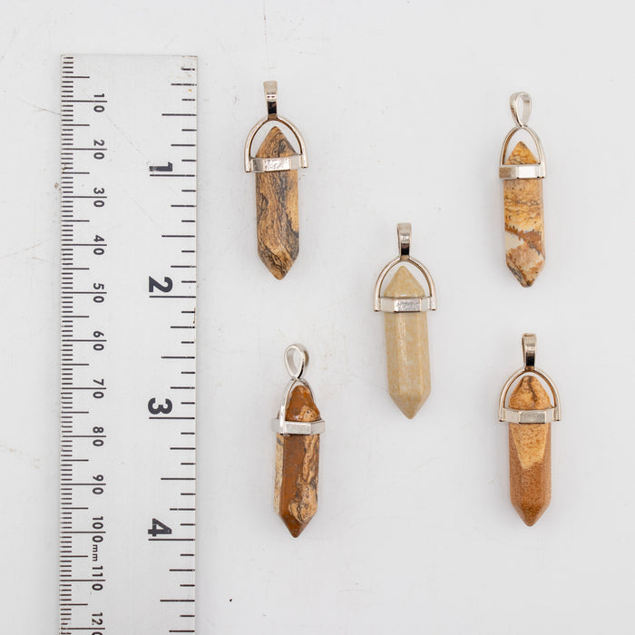Picture Jasper Point Shape Pendants, 0.30" x 1.5" Inch, 5 Pieces in a Pack, #031