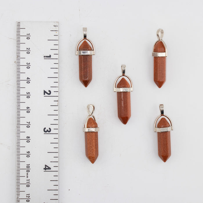 Red Gold Stone Point Shape Pendants, 0.30" x 1.5" Inch, 5 Pieces in a Pack, #038