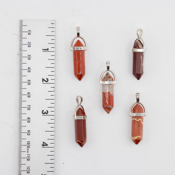 Red Jasper Point Shape Pendants, 0.30" x 1.5" Inch, 5 Pieces in a Pack, #068