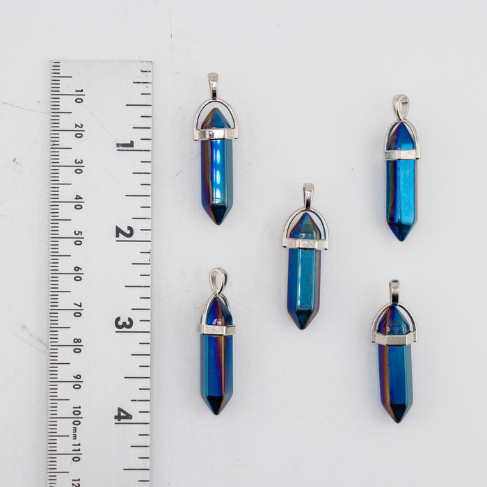 Synthetic Titanium Quartz Point Shape Pendants, 0.30" x 1.5" Inch, 5 Pieces in a Pack, #055