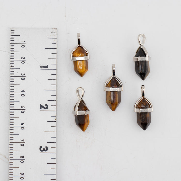 Mini Tigers Eye Point Pendant, 5 Pieces in a Pack