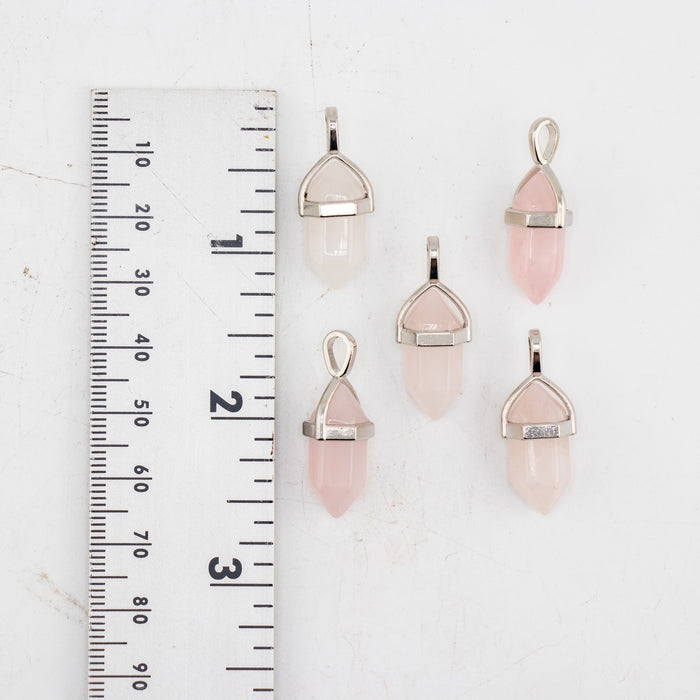 Mini Rose Quartz Point Pendant, 5 Pieces in a Pack