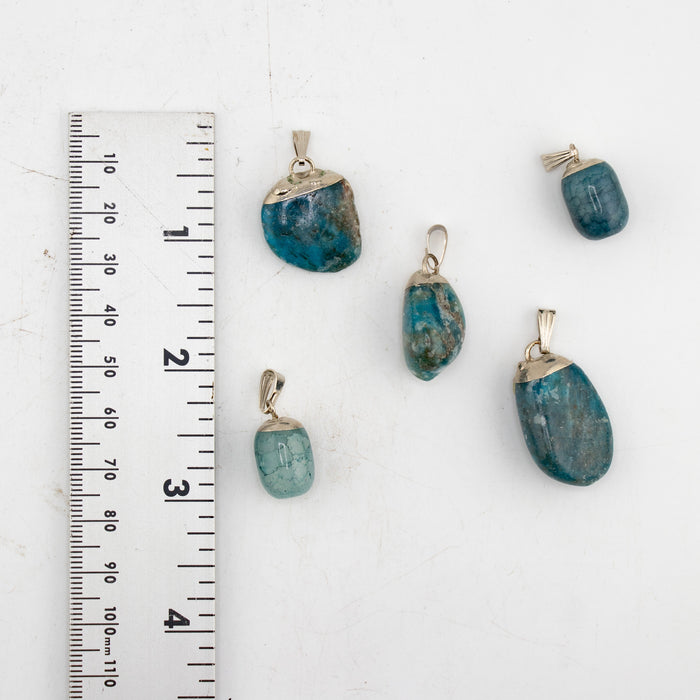 Blue Apatite Mixed Shape Pendants, 0.70" x 0.90" x 0.40" Inch, 5 Pieces in a Pack, #025
