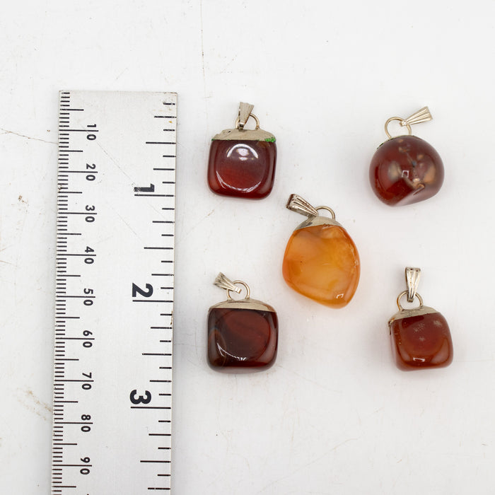 Small Carnelian Mixed Shape Pendants, 5 Pieces in a Pack, #094