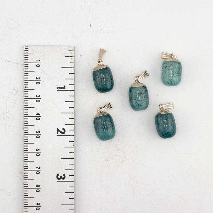 Dyed Dragon Veins Agate Shaped Pendants, 0.50" x 0.90" Inch, 5 Pieces in a Pack, #042