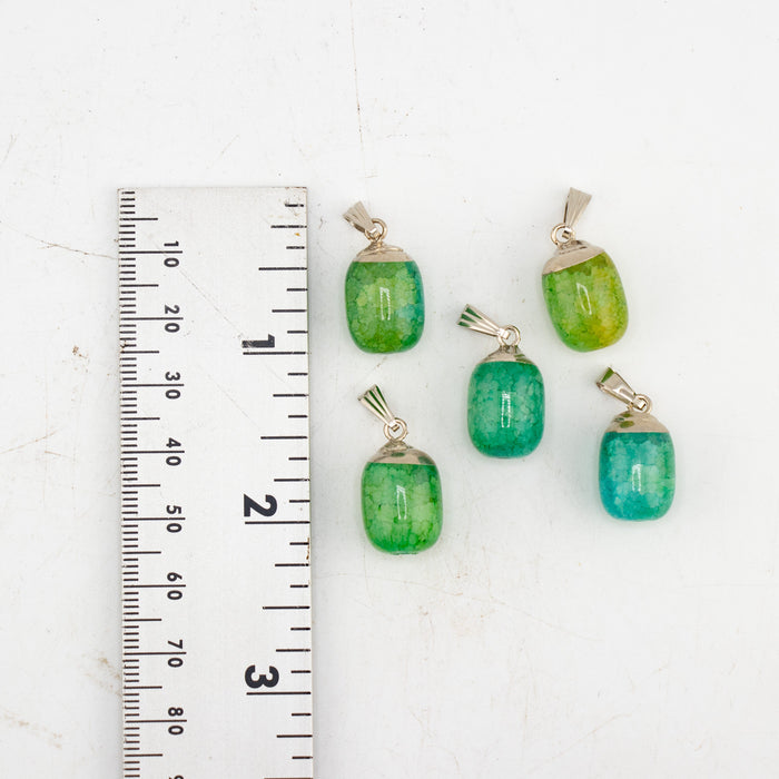 Dyed Dragon Veins Agate Shaped Pendants, 0.50" x 0.90" Inch, 5 Pieces in a Pack, #034