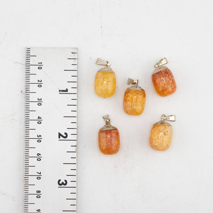 Dyed Dragon Veins Agate Shaped Pendants, 0.50" x 0.90" Inch, 5 Pieces in a Pack, #041