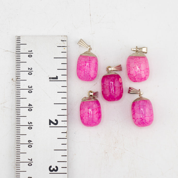 Dyed Dragon Veins Agate Shaped Pendants, 0.50" x 0.90" Inch, 5 Pieces in a Pack, #039