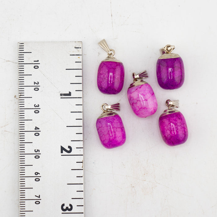 Dyed Dragon Veins Agate Shaped Pendants, 0.50" x 0.90" Inch, 5 Pieces in a Pack, #033