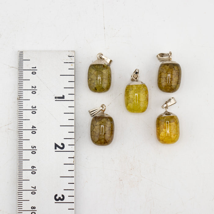 Dyed Dragon Veins Agate Shaped Pendants, 0.50" x 0.90", Inch 5 Pieces in a Pack, #007