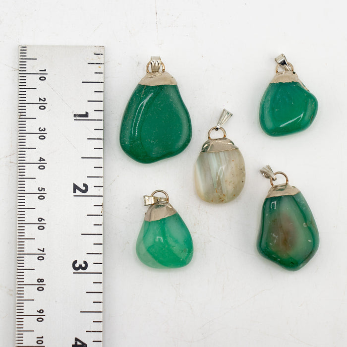 Green Agate Mixed Shape Pendants, 5 Pieces in a Pack, #083