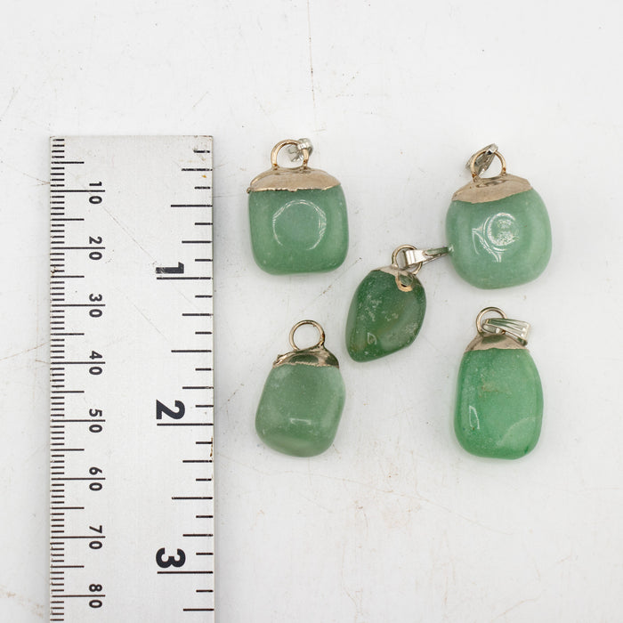 Green Aventurine Mixed Shape Pendants, 0.55" x 1.10" Inch, 5 Pieces in a Pack, #038