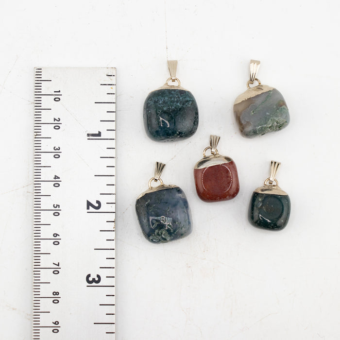 Indian Agate Mixed Shape Pendants, 0.50" x 0.80" Inch, 5 Pieces in a Pack, #060