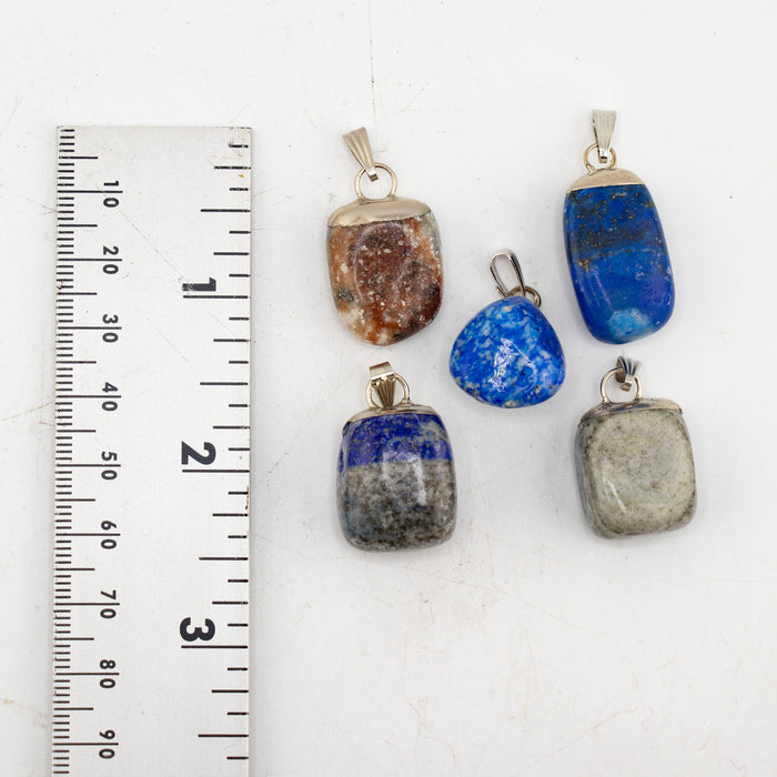Lapis Lazuli Mixed Shape Pendants, 0.70" x 1.15" Inch, 5 Pieces in a Pack, #018