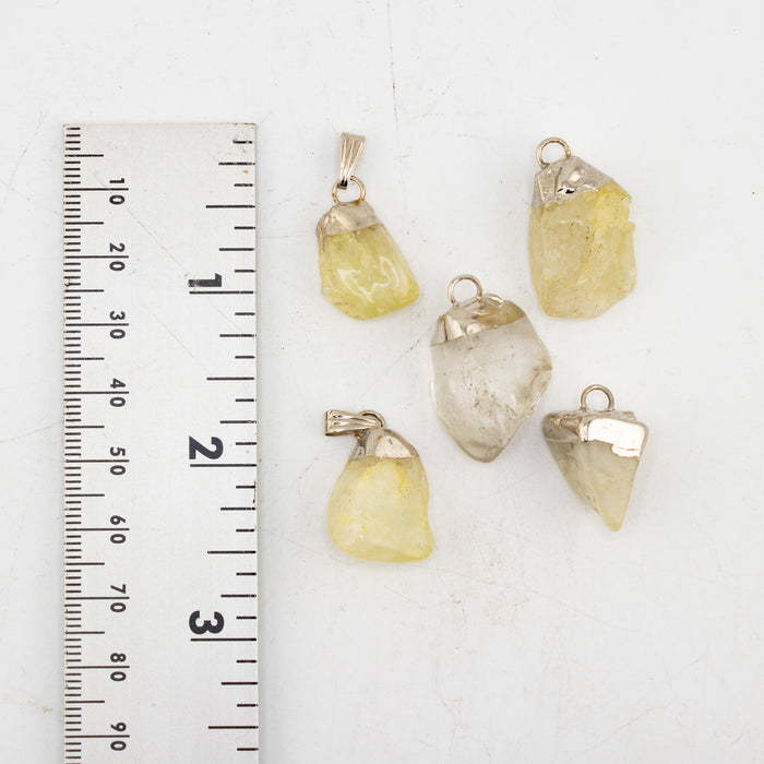 Lemon Quartz Mixed Shape Pendants, 0.70" x 0.90" x 0.40" Inch, 5 Pieces in a Pack, #043