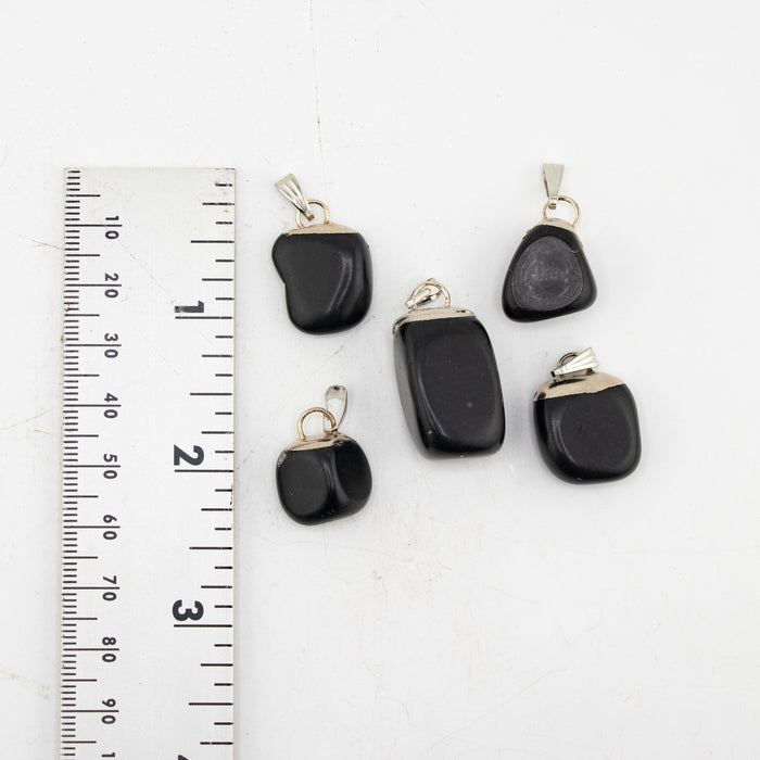 Obsidian Mixed Shape Pendants, 0.55" x 1.10" Inch, 5 Pieces in a Pack, #055