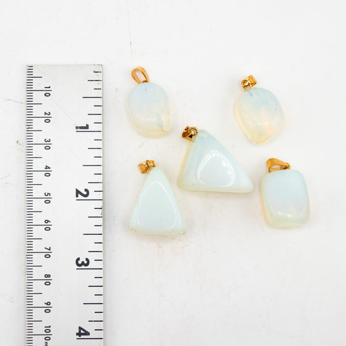 Opalite Gold Bale Mixed Shape Pendants, 0.70" x 1.15" Inch, 5 Pieces in a Pack, #066