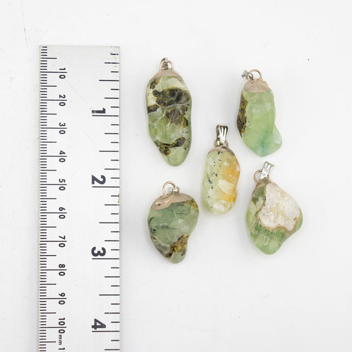 Prehnite Mixed Shape Pendants, 0.55" x 1.10" Inch, 5 Pieces in a Pack, #001