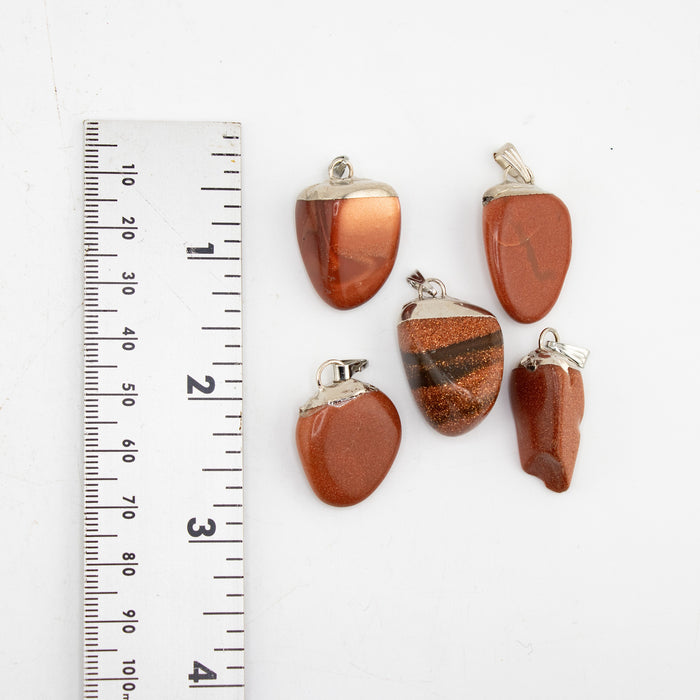 Red Gold Stone Mixed Shape Pendants, 0.55" x 1.10" Inch, 5 Pieces in a Pack, #011