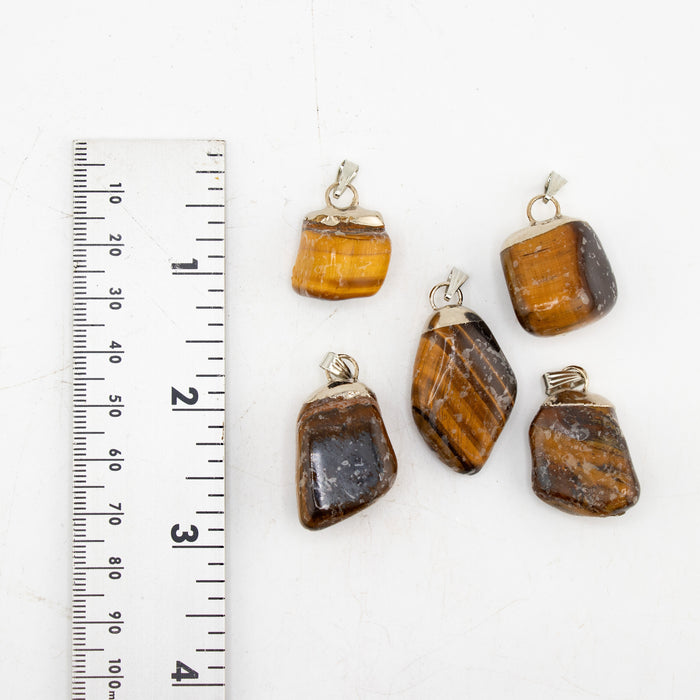 Tiger Eye Mixed Shape Pendants, 0.55" x 1.10" Inch, 5 Pieces in a Pack, #021