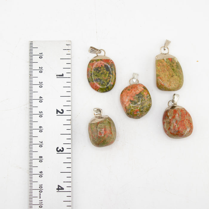 Unakite Mixed Shape Pendants, 0.70" x 1.15" Inch, 5 Pieces in a Pack, #051