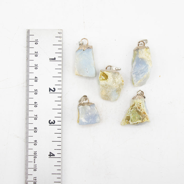 Blue Chalcedony Raw Pendants, 5 Pieces in a Pack