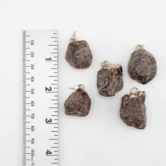Garnet Raw Pendants, 5 Pieces in a Pack