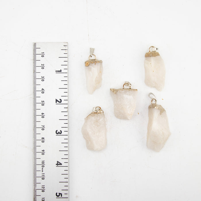 Milky Quartz Raw Shape Pendants, 5 Pieces in a Pack