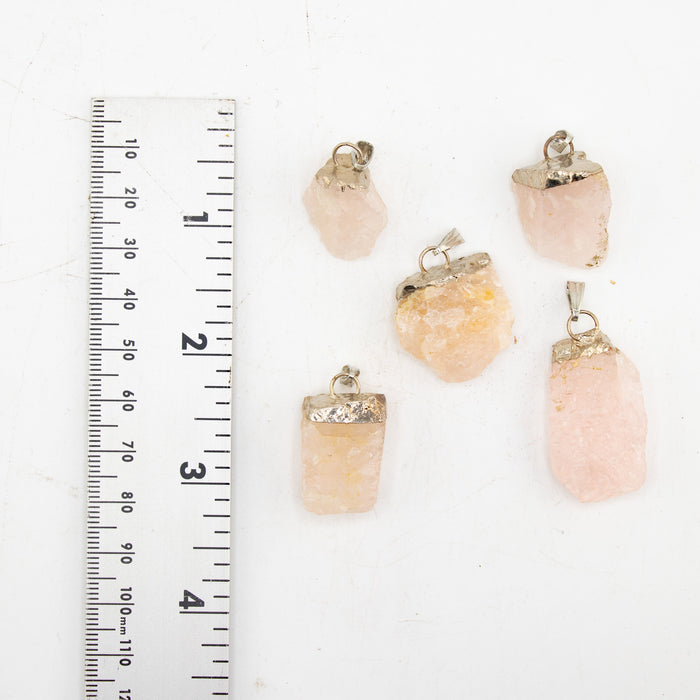Rose Quartz Raw Shaped Pendants, 5 Pieces in a Pack, #027