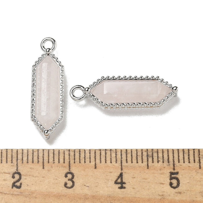 Mini Faceted Rose Quartz Pendant, 5 Pieces in a Pack