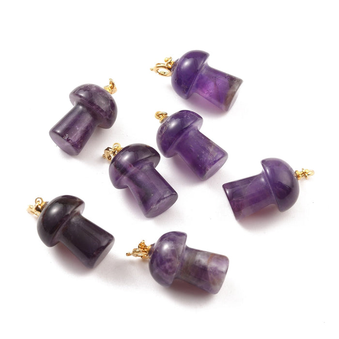 Amethyst Mushrooms Pendant, 5 Pieces in a Pack
