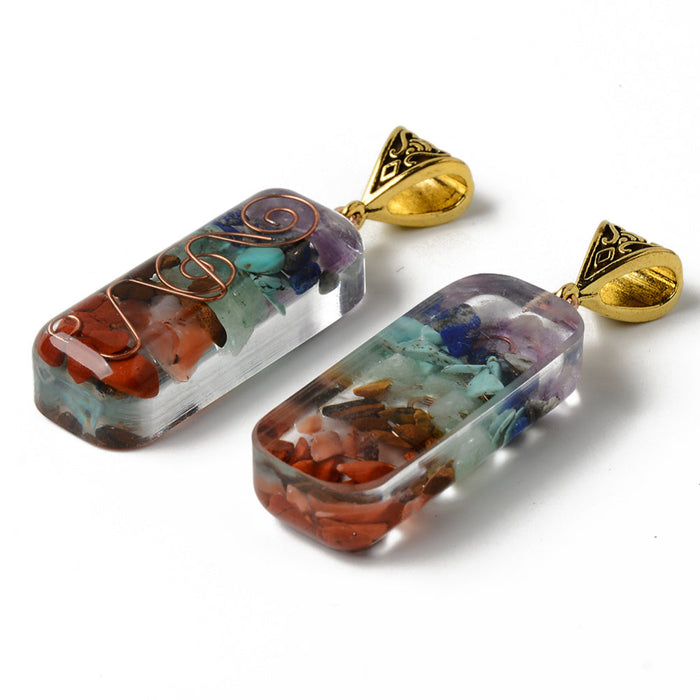 Orgonite Chakra Slab Pendant, 5 Pieces in a Pack