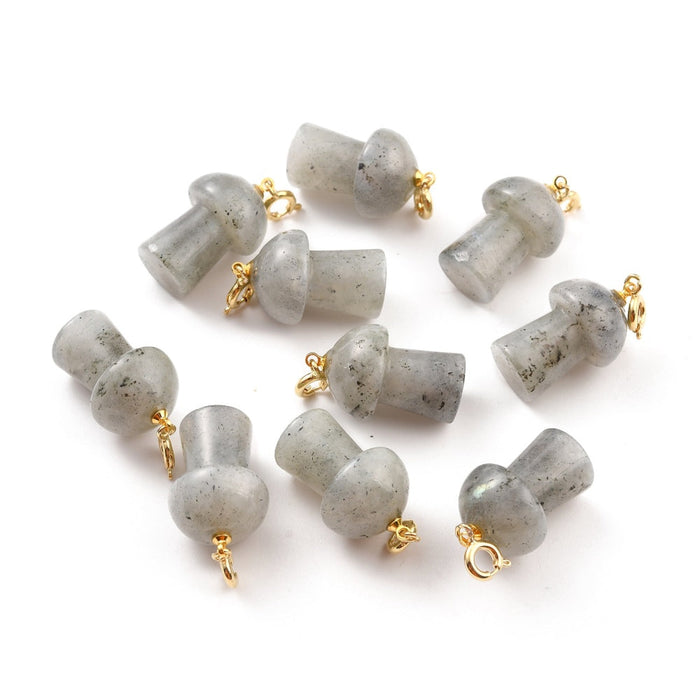 Labradorite Mushrooms Pendant, 5 Pieces in a Pack