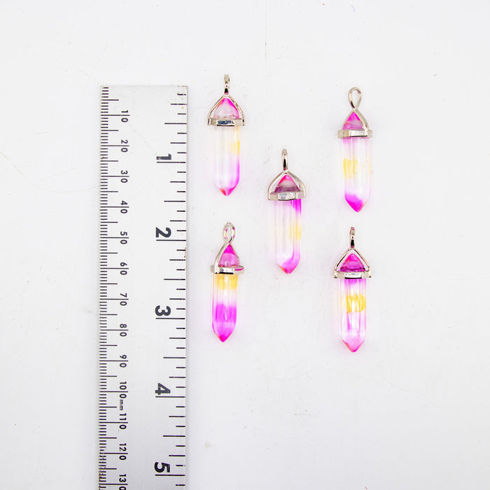 Rainbow Aura Quartz Point Pendants, 14 Pieces in a Pack