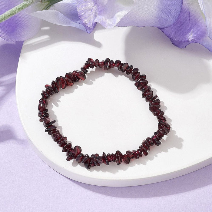 Garnet Chipped Stone Bracelet, 5 Pieces in a Pack