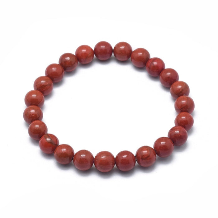 Jasper (Red), Metal Free Bracelet, 8mm, 5 Pieces in a Pack