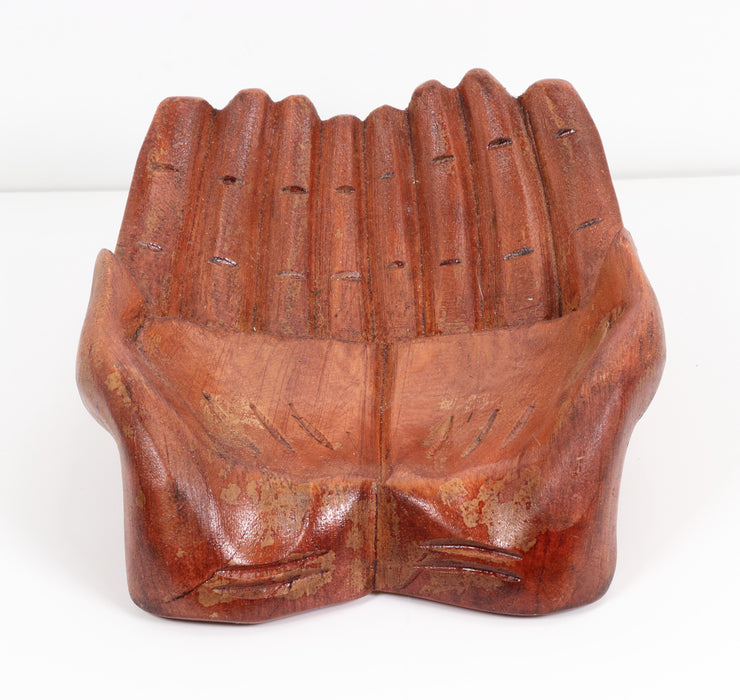 Closed Finger Wood Hand Bowl, 7.5" x 6.5" Inch, Medium Size