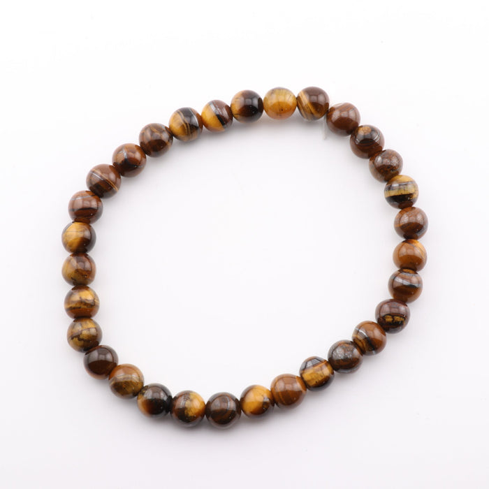 Tiger Eye Bracelet, 6mm, 5 Pieces in a Pack