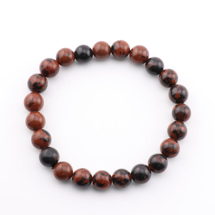 Obsidian (Mahogany), Metal Free Bracelet, 8mm, 5 Pieces in a Pack