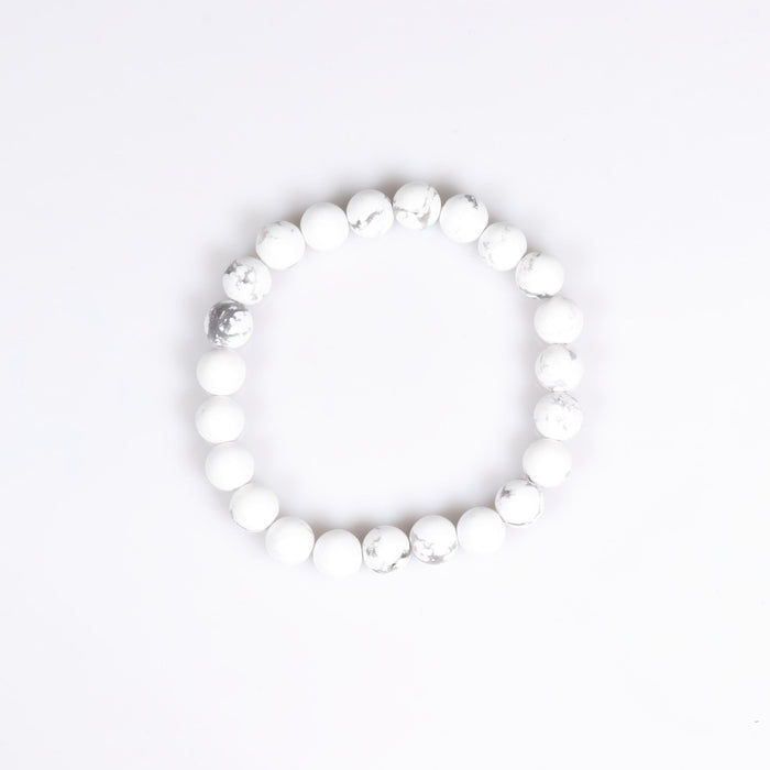 Howlite, Metal Free Bracelet, 8mm, 5 Pieces in a Pack